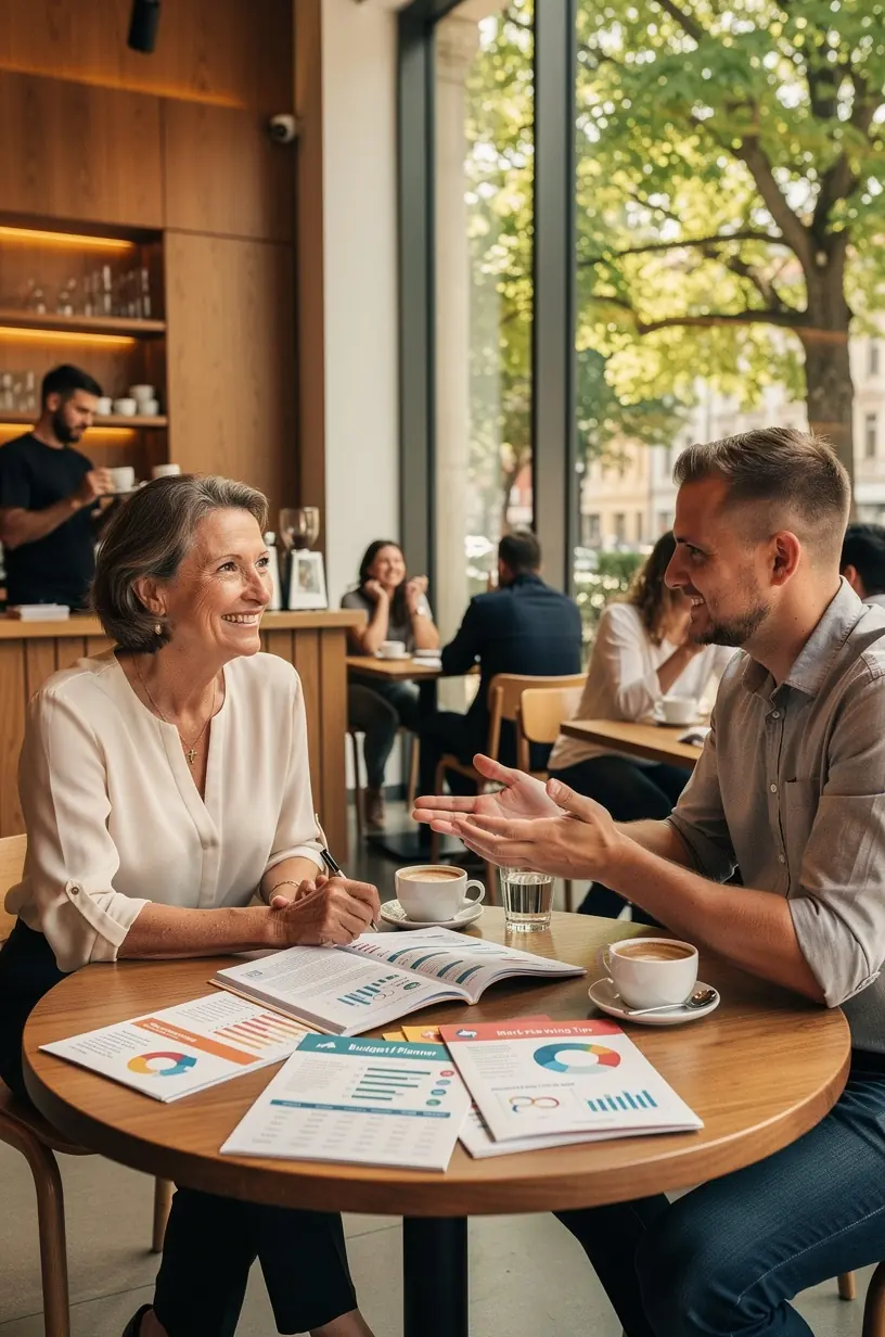 Nyomtatott pénzügyi útmutatók és költségvetési könyvek halmaza egy letisztult asztalon.